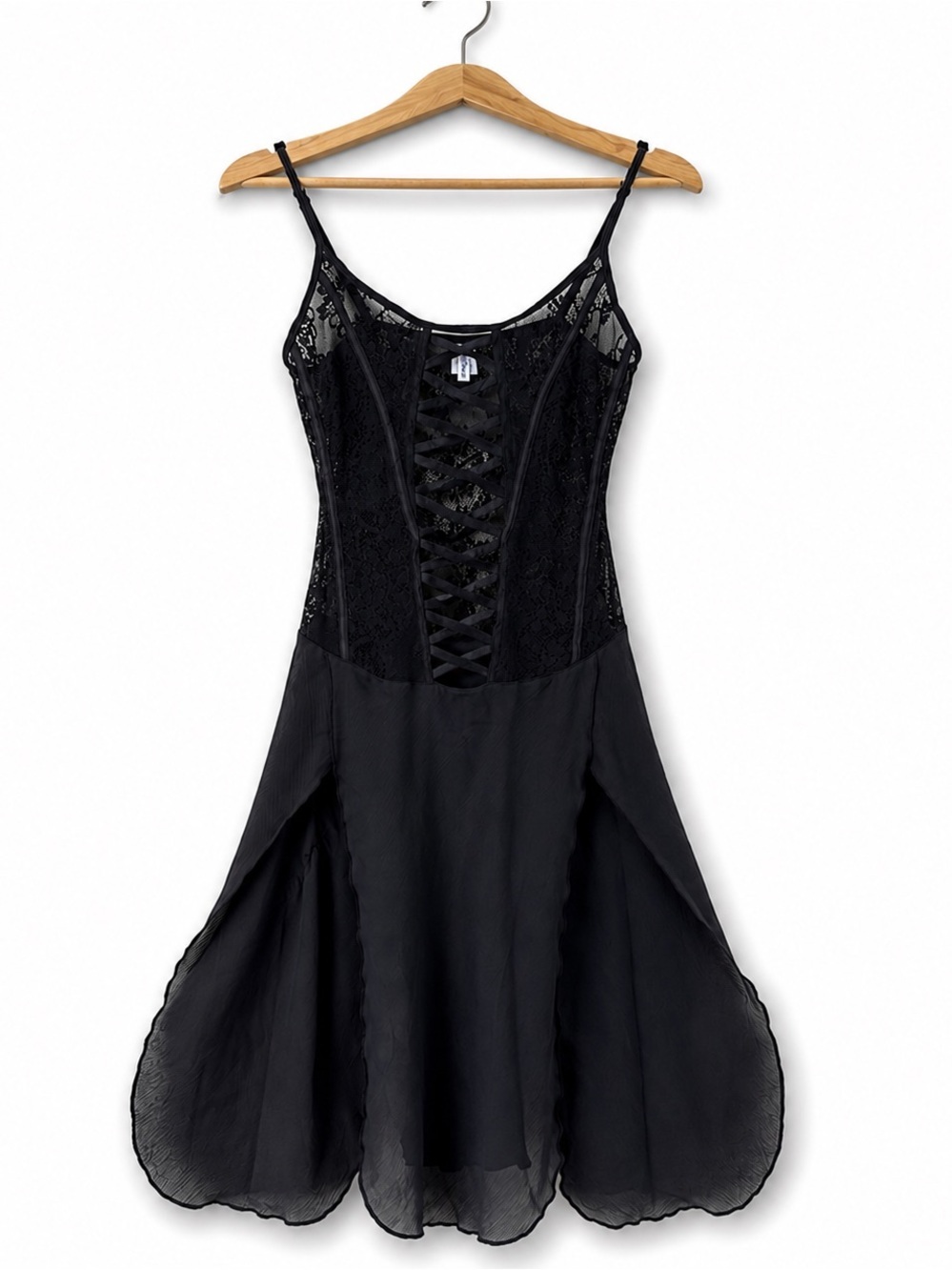 Rampage Black Lace Corset Whimsigoth 4 Panel Skirt Négligée Witchcore Slip Dress